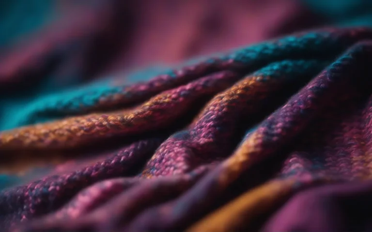 Abstract macro photograph of heavy woollen folds in near-darkness, raked by a single low warm light